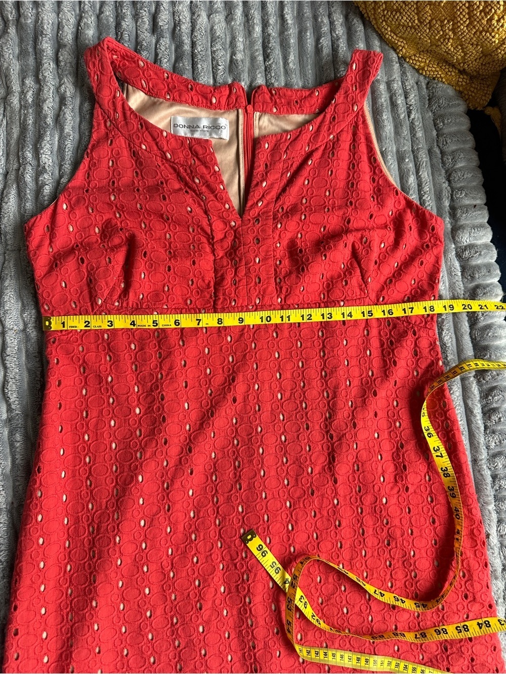 Donna Ricco Coral cotton Eyelet Midi sleeveless Dress - Picture 6 of 7